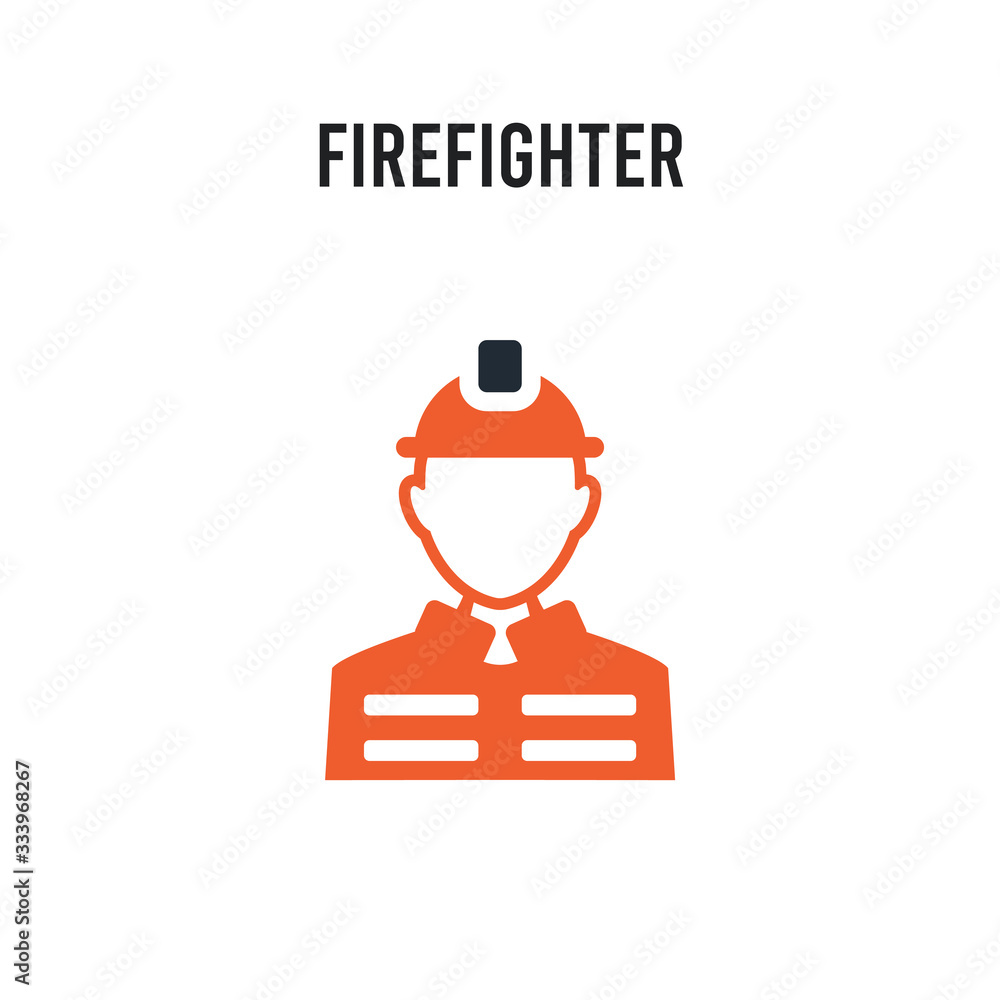 Firefighter vector icon on white background. Red and black colored Firefighter icon. Simple element illustration sign symbol EPS Firefighter vector icon on white background. Red and black colored Firefighter icon. Simple element illustration sign symbol EPS