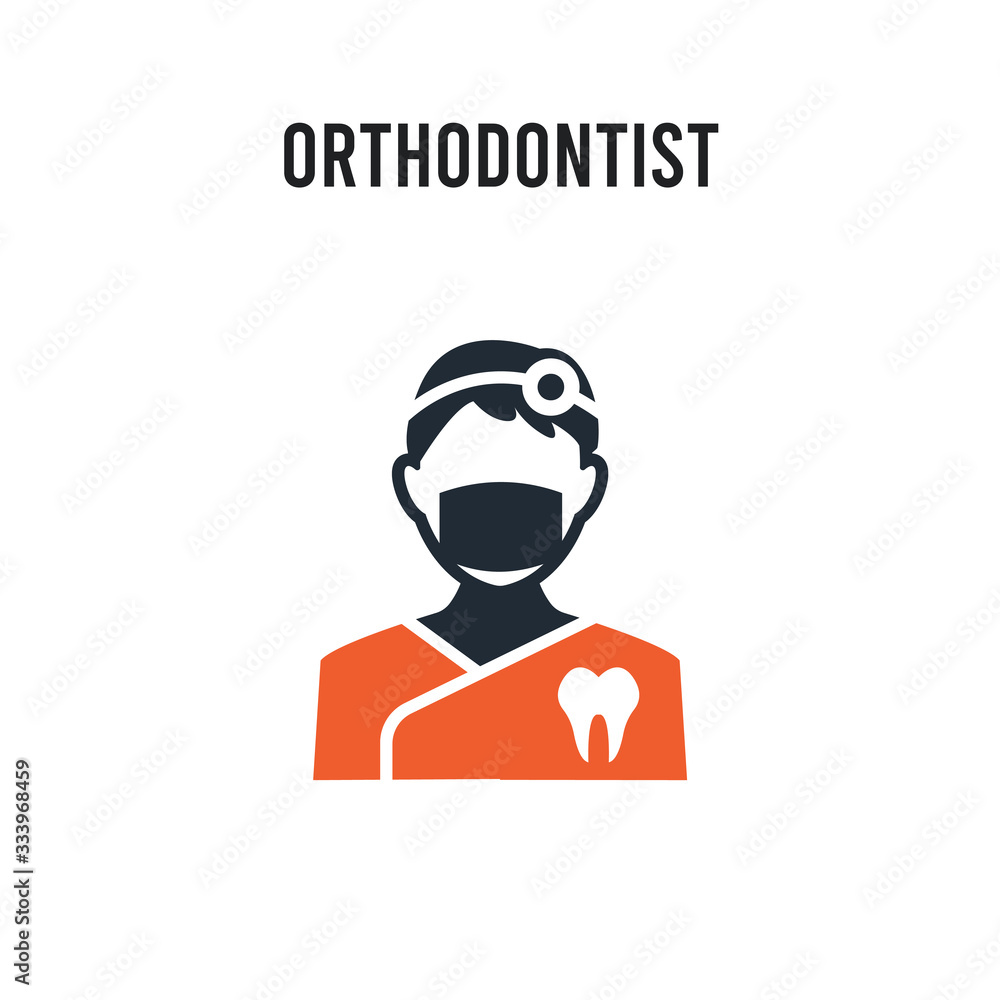Orthodontist vector icon on white background. Red and black colored Orthodontist icon. Simple element illustration sign symbol EPS Orthodontist vector icon on white background. Red and black colored Orthodontist icon. Simple element illustration sign symbol EPS