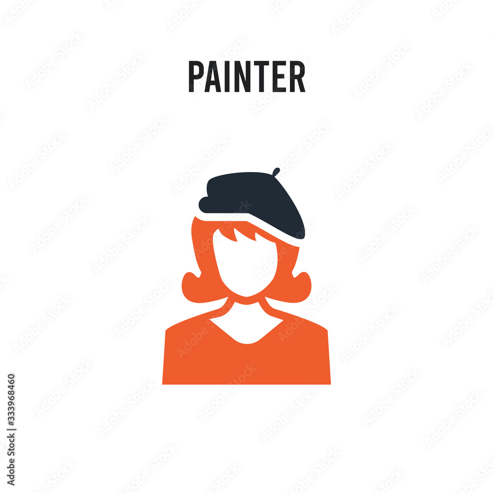 Painter vector icon on white background. Red and black colored Painter icon. Simple element illustration sign symbol EPS