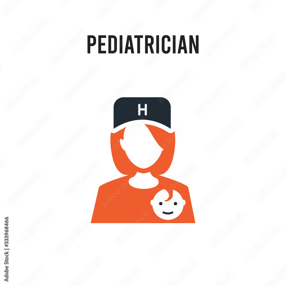 Pediatrician vector icon on white background. Red and black colored Pediatrician icon. Simple element illustration sign symbol EPS Pediatrician vector icon on white background. Red and black colored Pediatrician icon. Simple element illustration sign symbol EPS