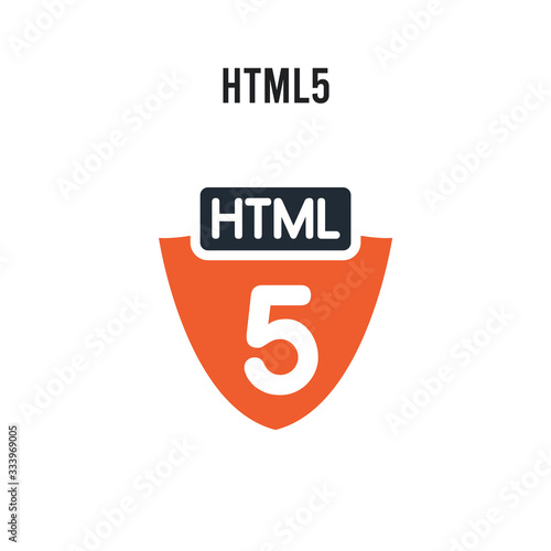 Html5 vector icon on white background. Red and black colored Html5 icon. Simple element illustration sign symbol EPS
