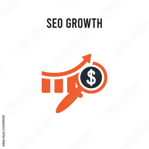 seo growth vector icon on white background. Red and black colored seo growth icon. Simple element illustration sign symbol EPS