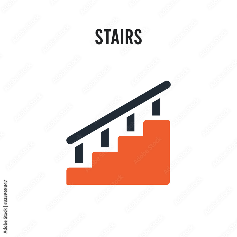 Stairs vector icon on white background. Red and black colored Stairs icon. Simple element illustration sign symbol EPS Stairs vector icon on white background. Red and black colored Stairs icon. Simple element illustration sign symbol EPS