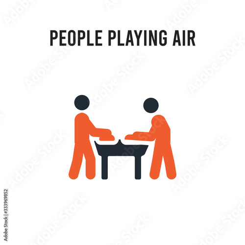 People playing Air hockey vector icon on white background. Red and black colored People playing Air hockey icon. Simple element illustration sign symbol EPS