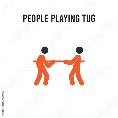 People playing Tug of war vector icon on white background. Red and black colored People playing Tug of war icon. Simple element illustration sign symbol EPS
