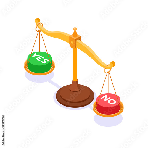 choice yes or no on scales concept