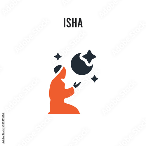 Isha vector icon on white background. Red and black colored Isha icon. Simple element illustration sign symbol EPS