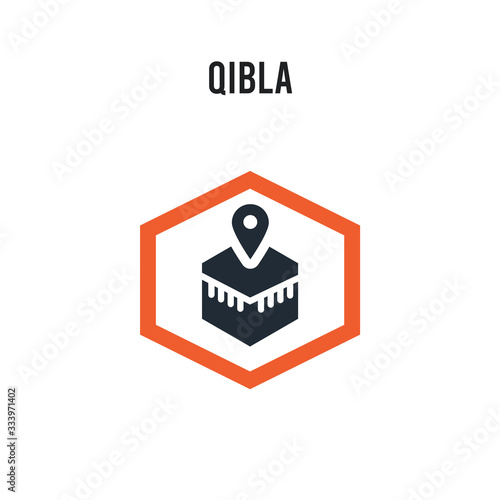 Qibla vector icon on white background. Red and black colored Qibla icon. Simple element illustration sign symbol EPS photo