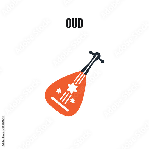 Oud vector icon on white background. Red and black colored Oud icon. Simple element illustration sign symbol EPS