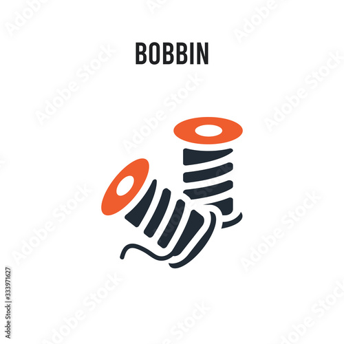 Bobbin vector icon on white background. Red and black colored Bobbin icon. Simple element illustration sign symbol EPS
