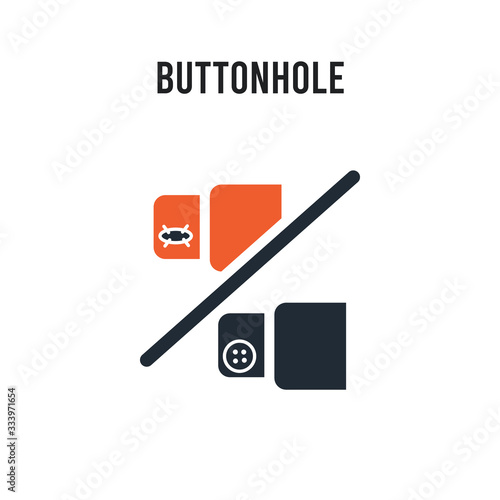 buttonhole vector icon on white background. Red and black colored buttonhole icon. Simple element illustration sign symbol EPS