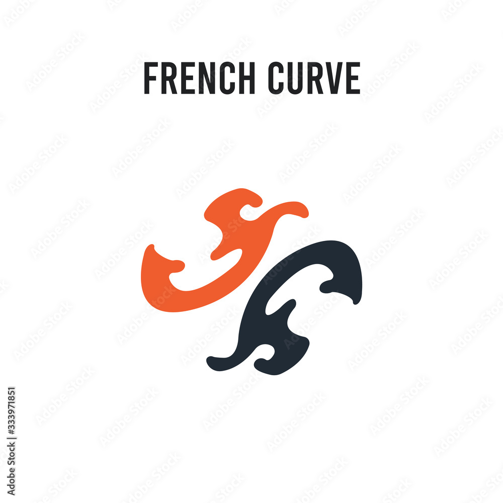 French curve vector icon on white background. Red and black colored French curve icon. Simple element illustration sign symbol EPS French curve vector icon on white background. Red and black colored French curve icon. Simple element illustration sign symbol EPS
