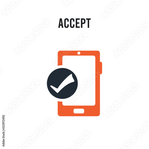 mobile Accept vector icon on white background. Red and black colored Accept icon. Simple element illustration sign symbol EPS