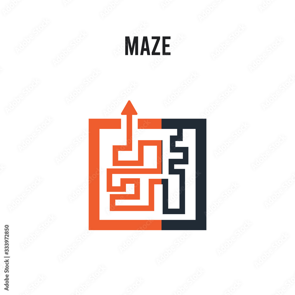 Maze vector icon on white background. Red and black colored Maze icon. Simple element illustration sign symbol EPS