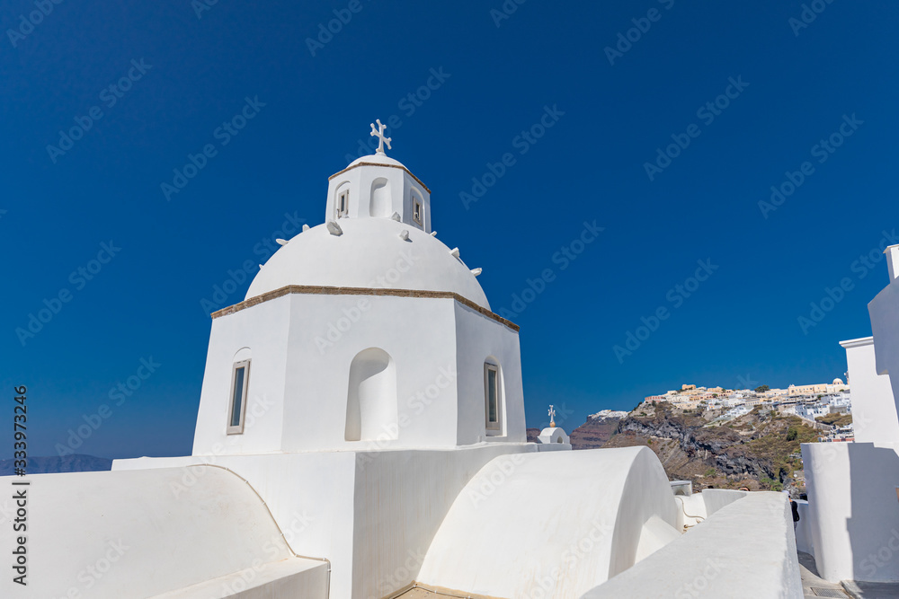 Church of Fira town at Santorini island, Greece Church of Fira town at Santorini island, Greece