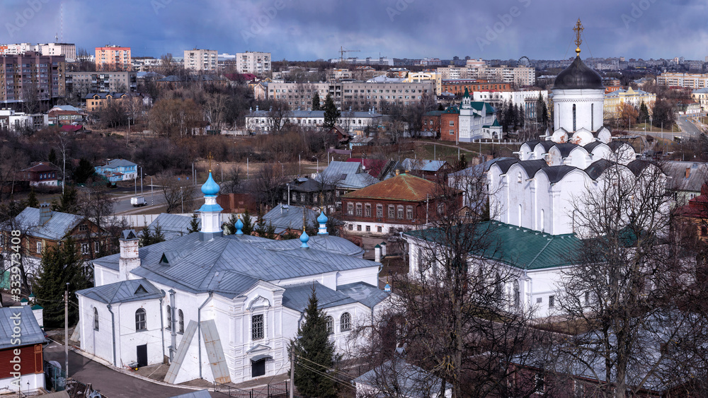 Fototapeta premium City landscape with monastery from above. Vladimir, Russia.