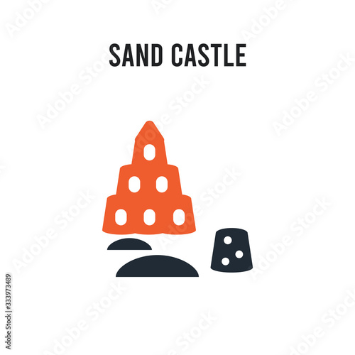 Sand castle vector icon on white background. Red and black colored Sand castle icon. Simple element illustration sign symbol EPS