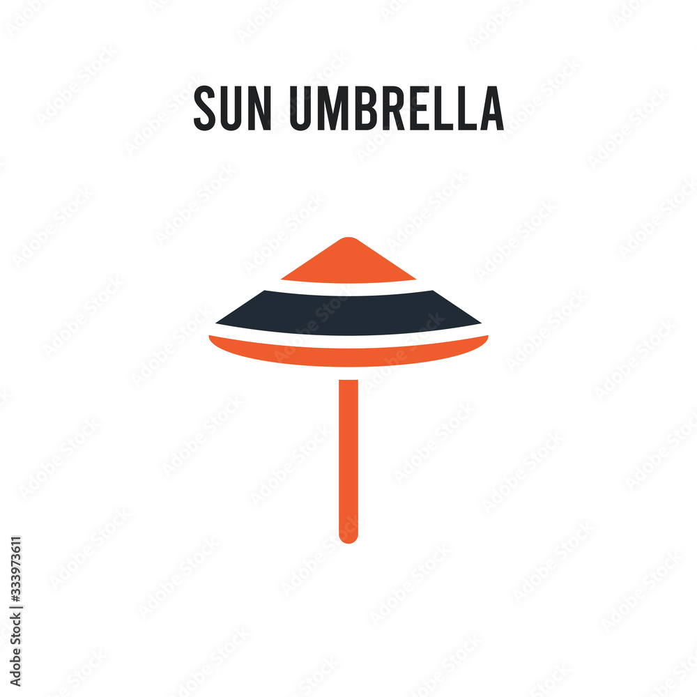 Sun umbrella vector icon on white background. Red and black colored Sun ...