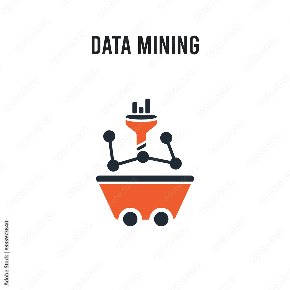 Data Mining vector icon on white background. Red and black colored Data Mining icon. Simple element illustration sign symbol EPS Data Mining vector icon on white background. Red and black colored Data Mining icon. Simple element illustration sign symbol EPS