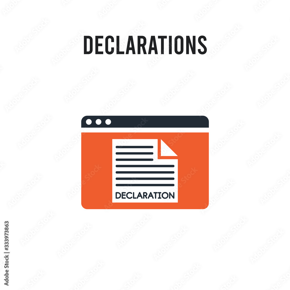 Declarations vector icon on white background. Red and black colored Declarations icon. Simple element illustration sign symbol EPS Declarations vector icon on white background. Red and black colored Declarations icon. Simple element illustration sign symbol EPS