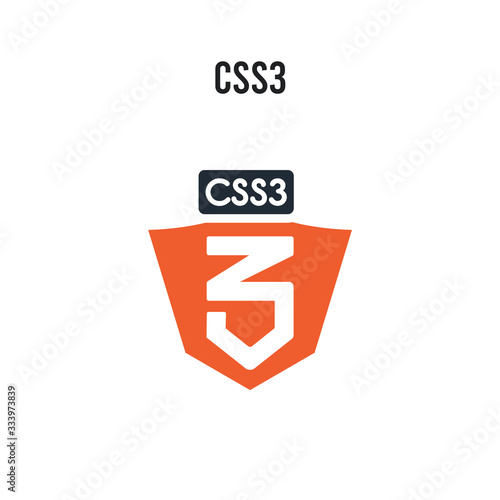 CSS3 vector icon on white background. Red and black colored CSS3 icon. Simple element illustration sign symbol EPS