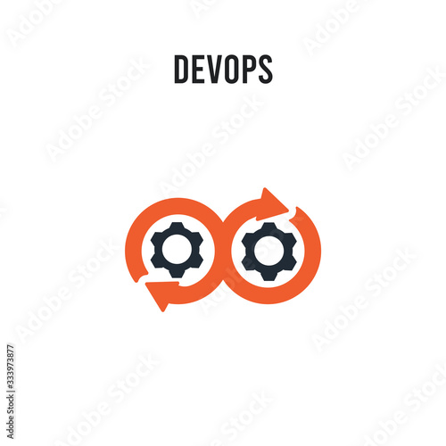 DEVOPS vector icon on white background. Red and black colored DEVOPS icon. Simple element illustration sign symbol EPS