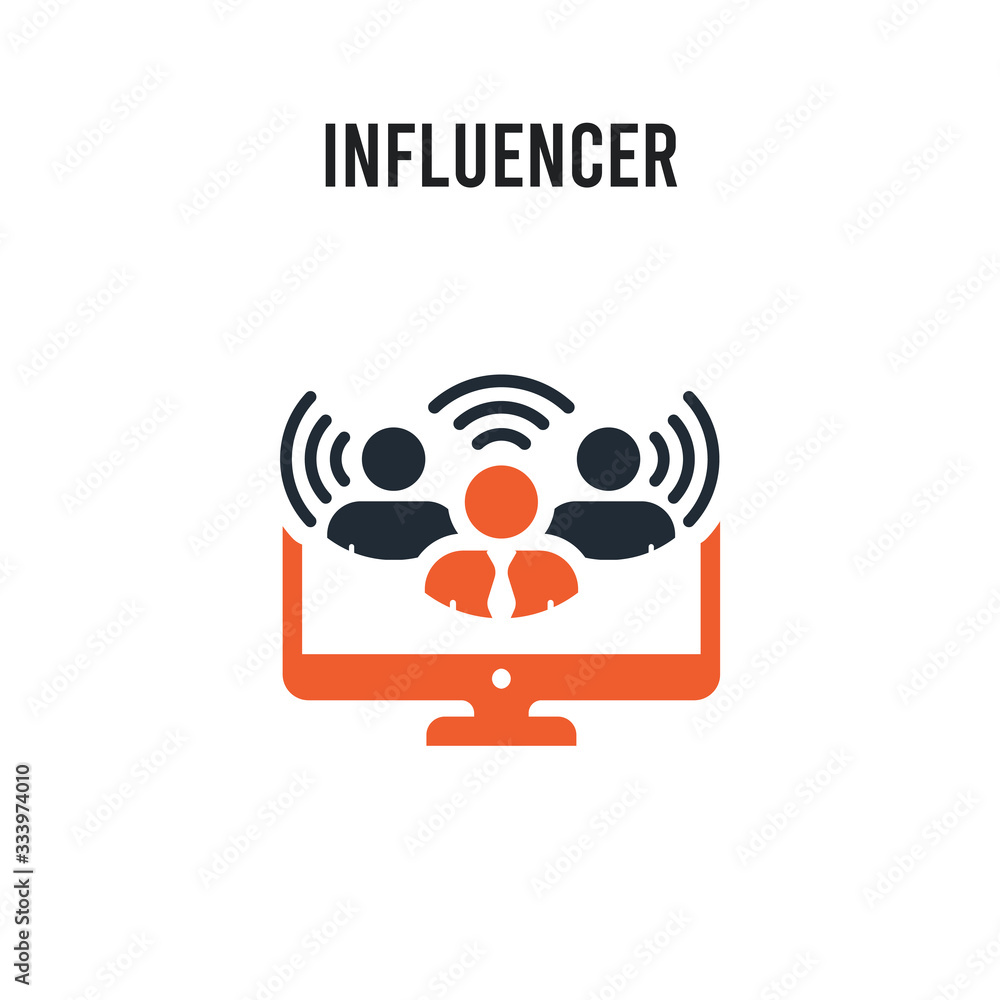 Influencer vector icon on white background. Red and black colored Influencer icon. Simple element illustration sign symbol EPS Influencer vector icon on white background. Red and black colored Influencer icon. Simple element illustration sign symbol EPS