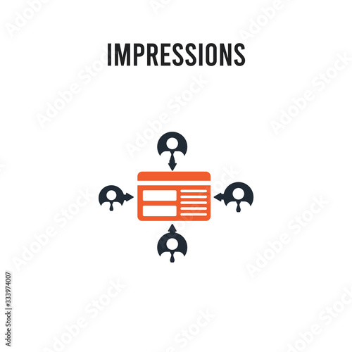 Impressions vector icon on white background. Red and black colored Impressions icon. Simple element illustration sign symbol EPS