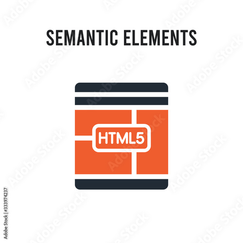 Semantic elements vector icon on white background. Red and black colored Semantic elements icon. Simple element illustration sign symbol EPS