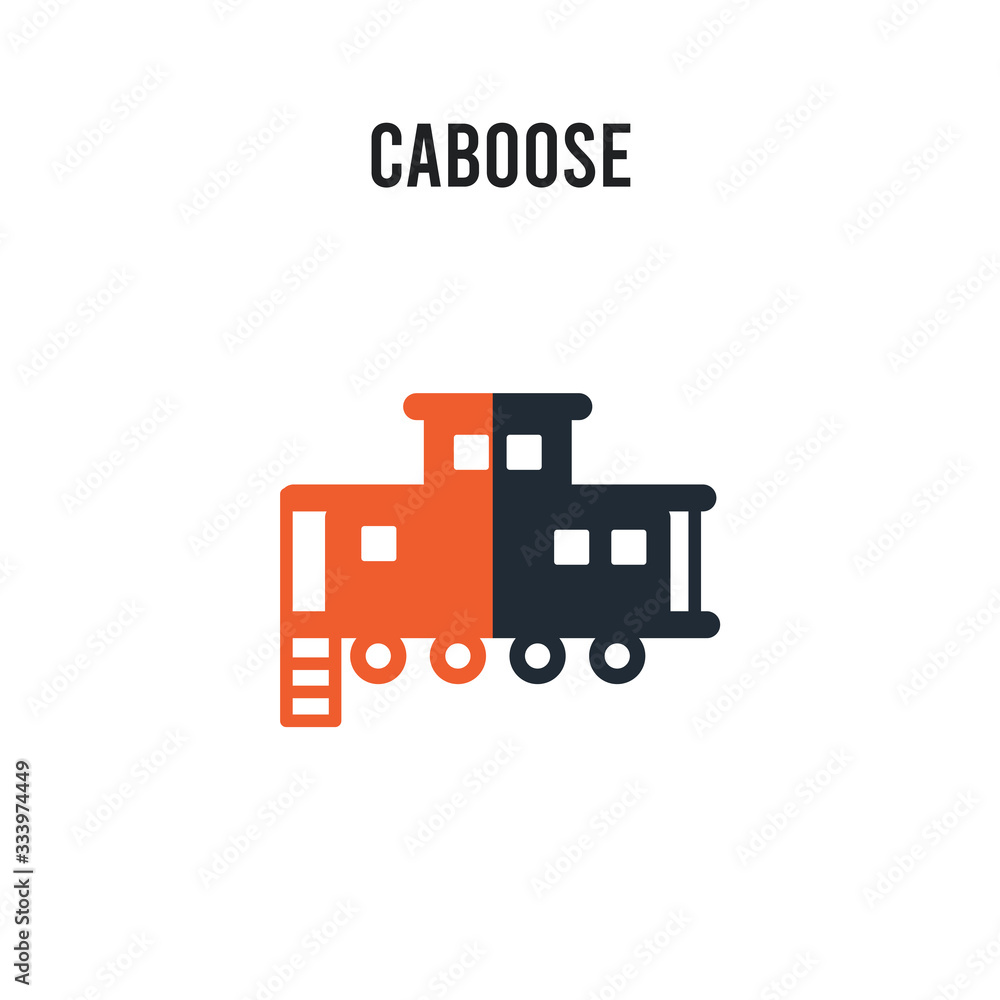 caboose vector icon on white background. Red and black colored caboose ...