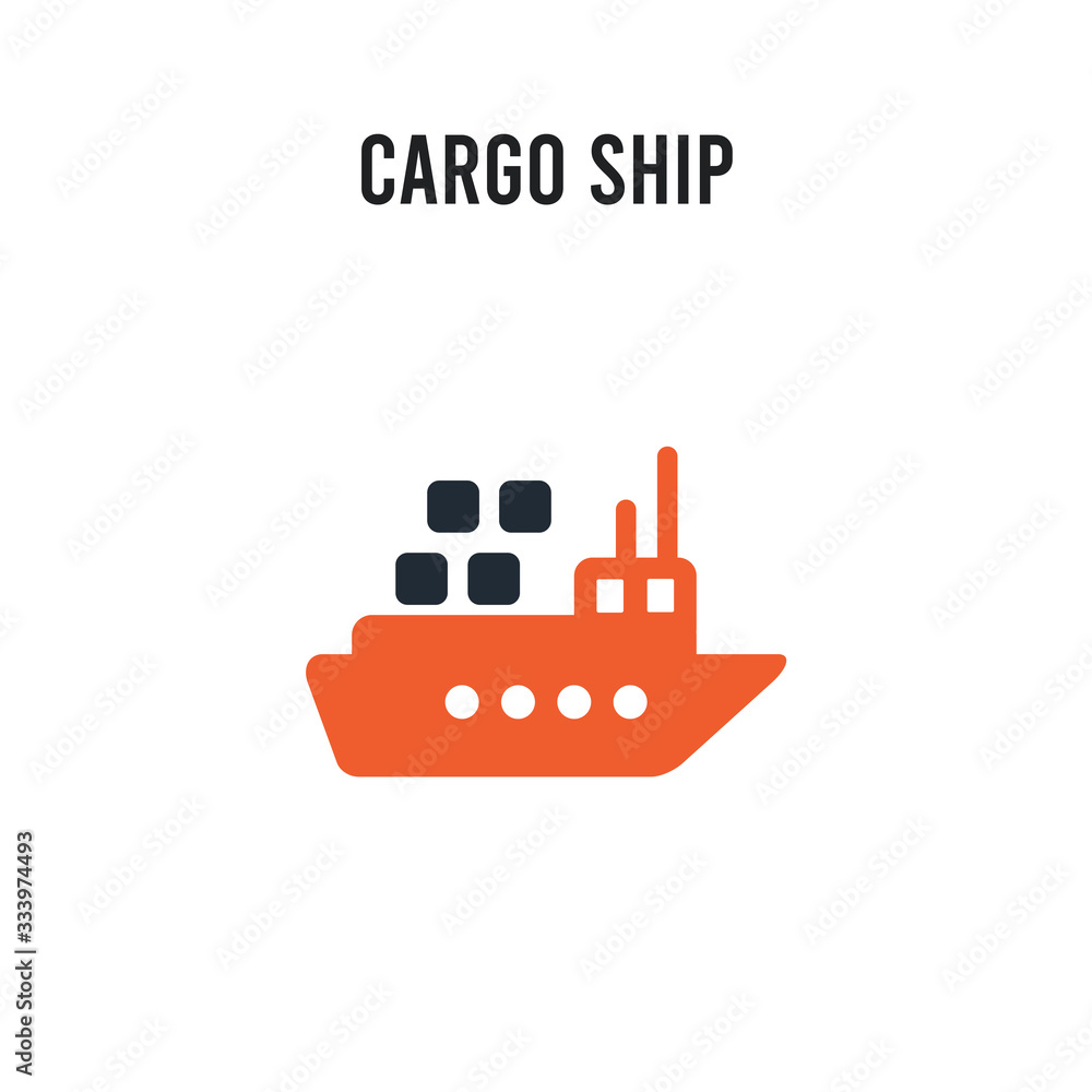 Cargo ship vector icon on white background. Red and black colored Cargo ship icon. Simple element illustration sign symbol EPS