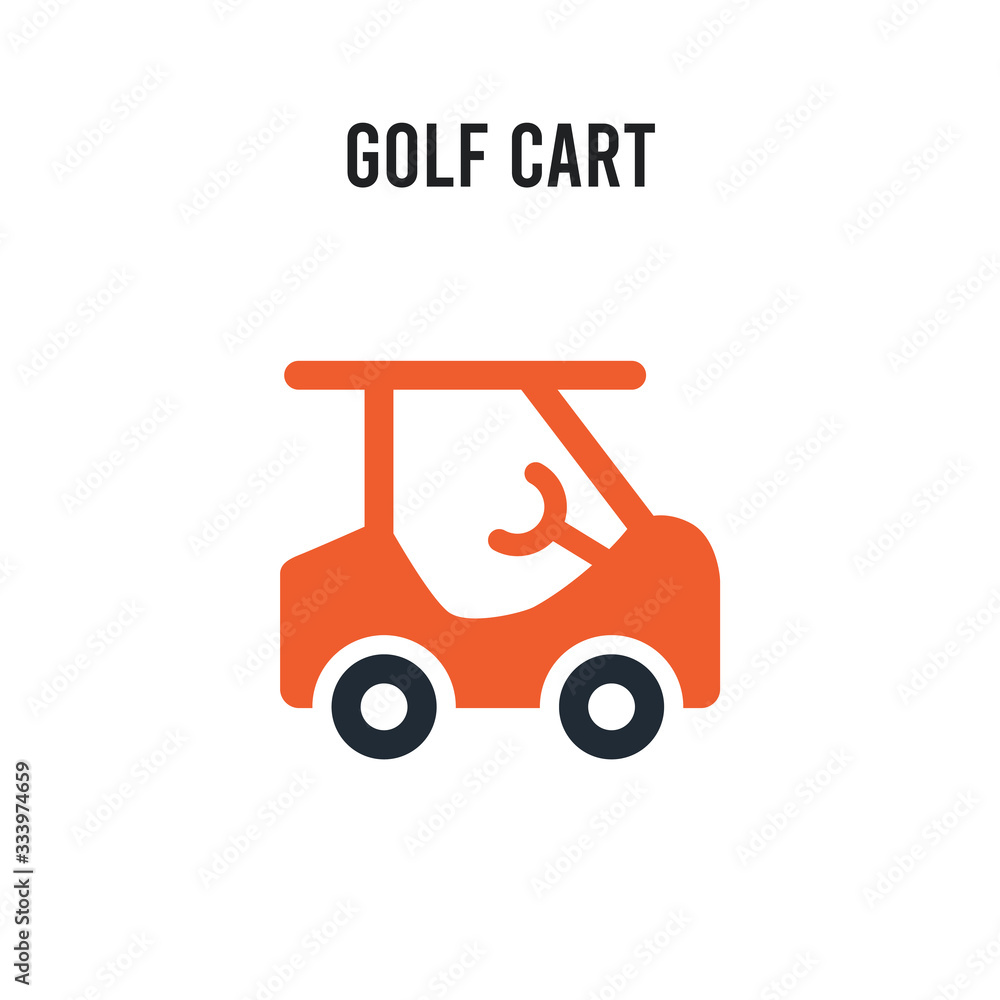 Golf cart vector icon on white background. Red and black colored Golf cart icon. Simple element illustration sign symbol EPS