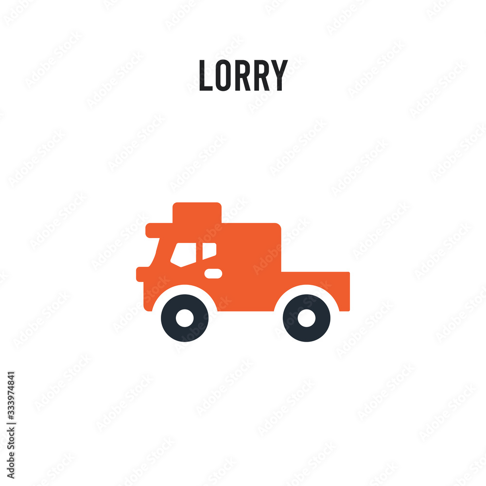Lorry vector icon on white background. Red and black colored Lorry icon. Simple element illustration sign symbol EPS