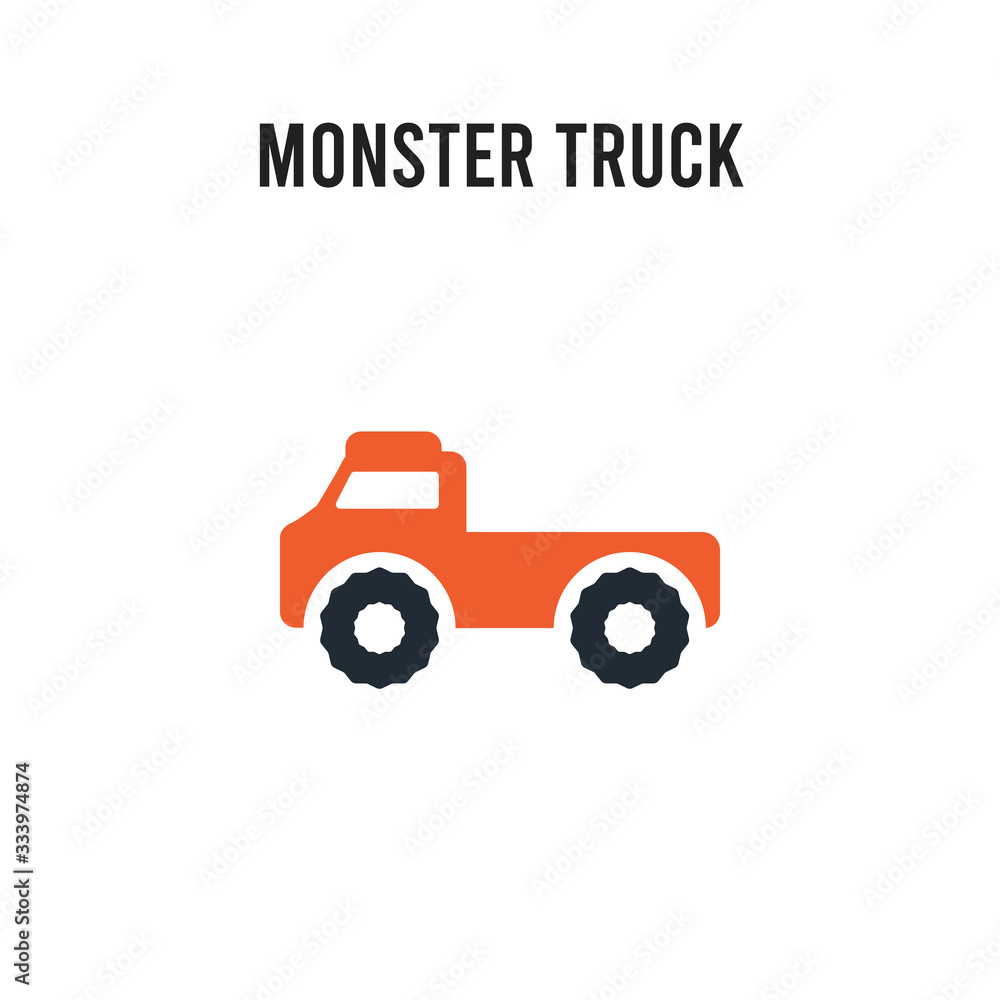 Monster truck vector icon on white background. Red and black colored Monster truck icon. Simple element illustration sign symbol EPS