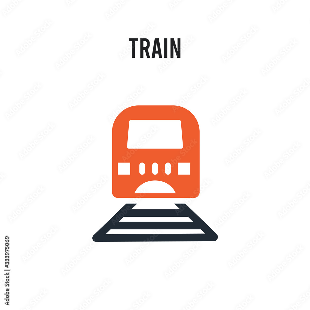 Train vector icon on white background. Red and black colored Train icon. Simple element illustration sign symbol EPS