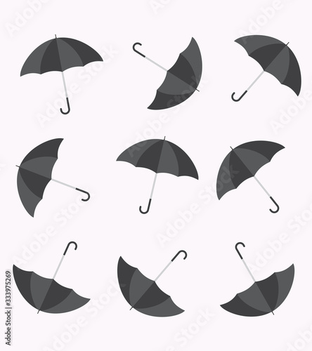 Pattern with many umbrella. Vector illustrations design background.