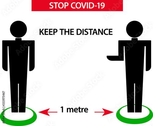 Stop covid-19 virus spread. Keep distance among individual. vector illustration.