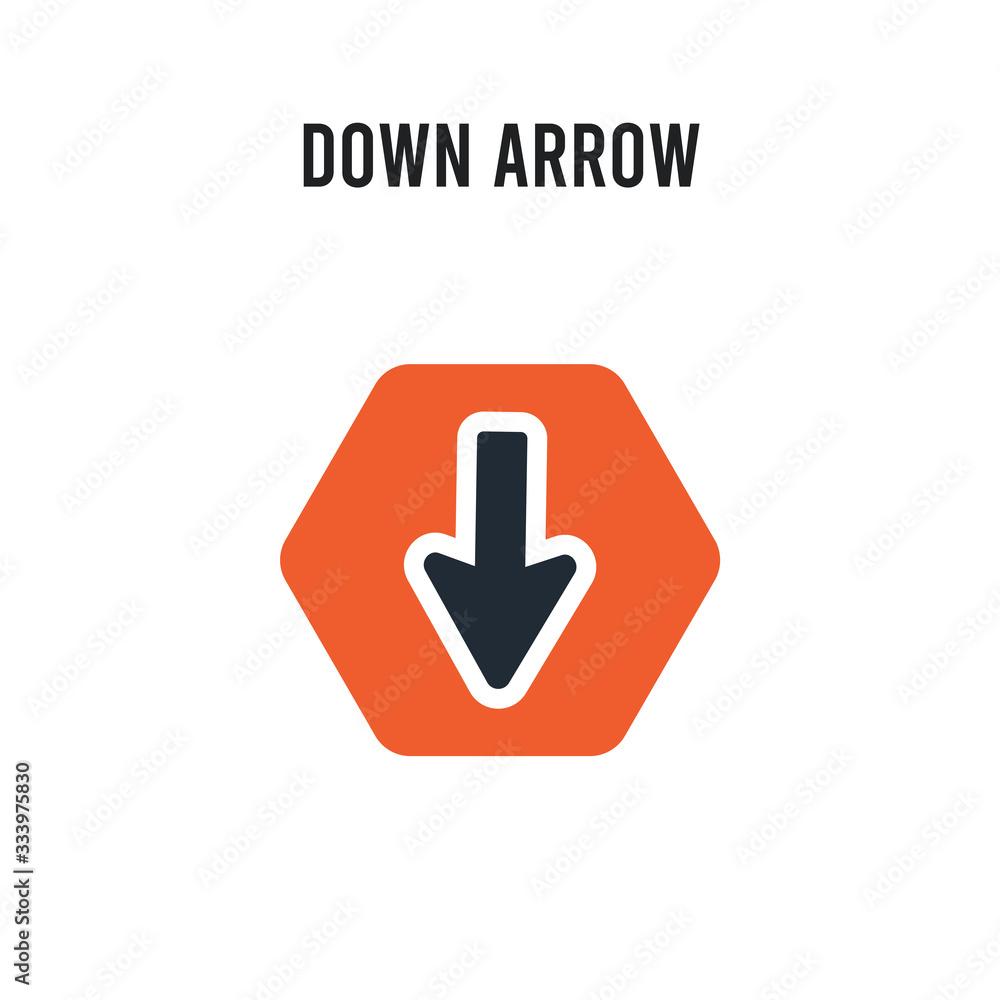 Down arrow vector icon on white background. Red and black colored Down arrow icon. Simple element illustration sign symbol EPS Down arrow vector icon on white background. Red and black colored Down arrow icon. Simple element illustration sign symbol EPS