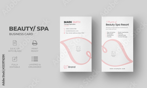 Vertical Beauty Spa Business Card Template