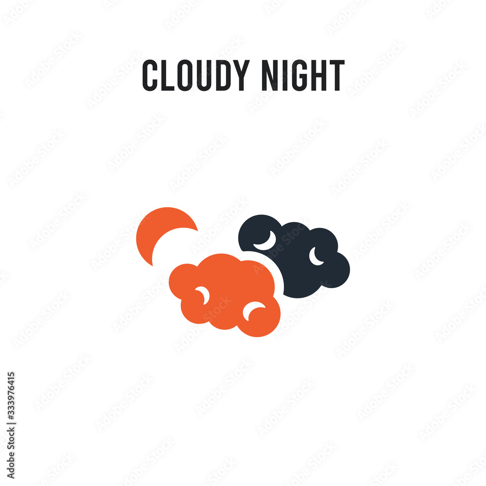 Obraz premium Cloudy night vector icon on white background. Red and black colored Cloudy night icon. Simple element illustration sign symbol EPS