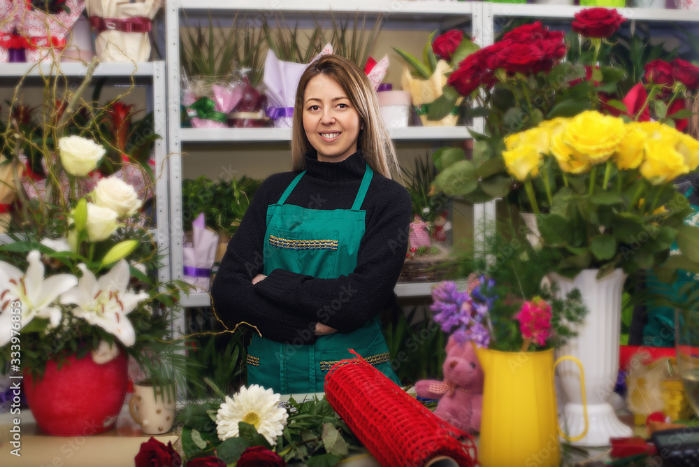 Young  woman  flower shop owner