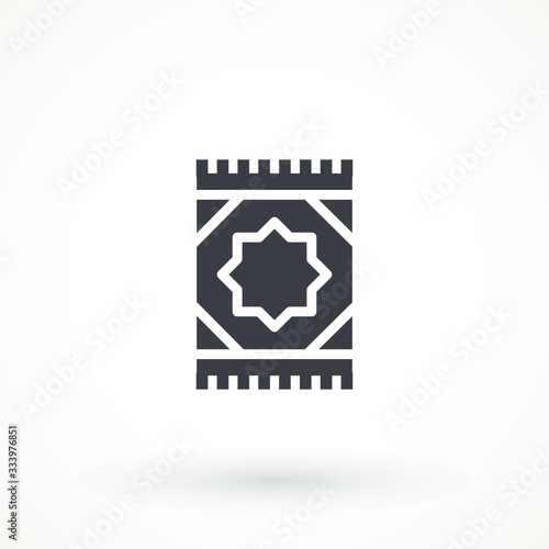 Carpet rug icon. Editable stroke linear outline Turkish Islamic Prayer carpet Praying logo icon