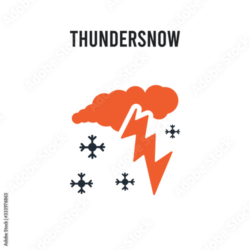 Thundersnow vector icon on white background. Red and black colored Thundersnow icon. Simple element illustration sign symbol EPS