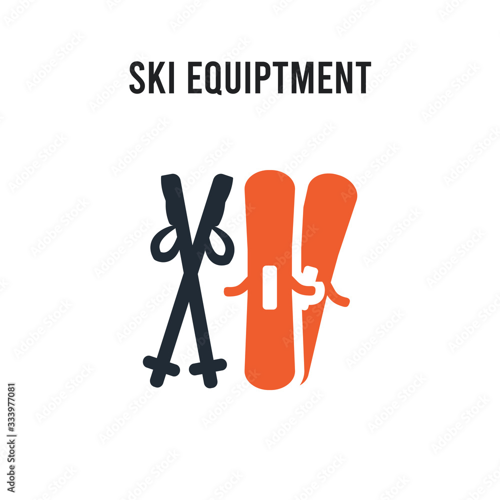 Ski Equiptment vector icon on white background. Red and black colored Ski Equiptment icon. Simple element illustration sign symbol EPS Ski Equiptment vector icon on white background. Red and black colored Ski Equiptment icon. Simple element illustration sign symbol EPS