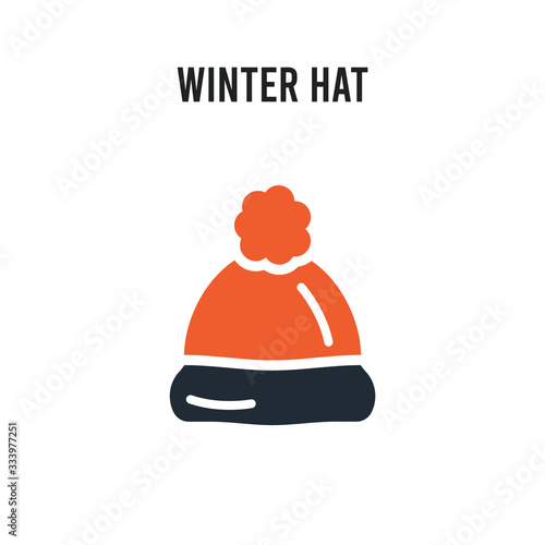 Winter hat vector icon on white background. Red and black colored Winter hat icon. Simple element illustration sign symbol EPS