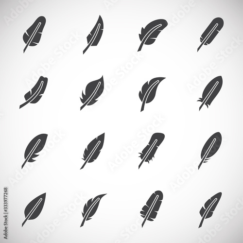 Feather icons set on background for graphic and web design. Creative illustration concept symbol for web or mobile app