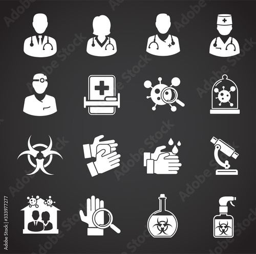 Quarantine related icons set on background for graphic and web design. Creative illustration concept symbol for web or mobile app