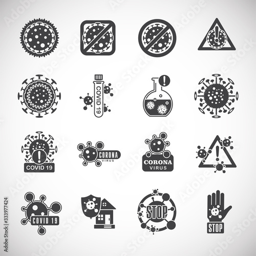 Coronavirus related icons set on background for graphic and web design. Creative illustration concept symbol for web or mobile app