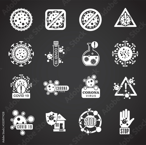 Coronavirus related icons set on background for graphic and web design. Creative illustration concept symbol for web or mobile app