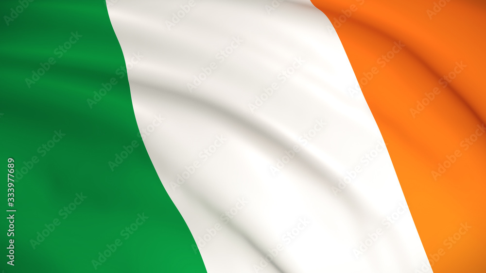 The national flag of Ireland (Irish flag) - waving background illustration. Highly detailed realistic 3D rendering The national flag of Ireland (Irish flag) - waving background illustration. Highly detailed realistic 3D rendering